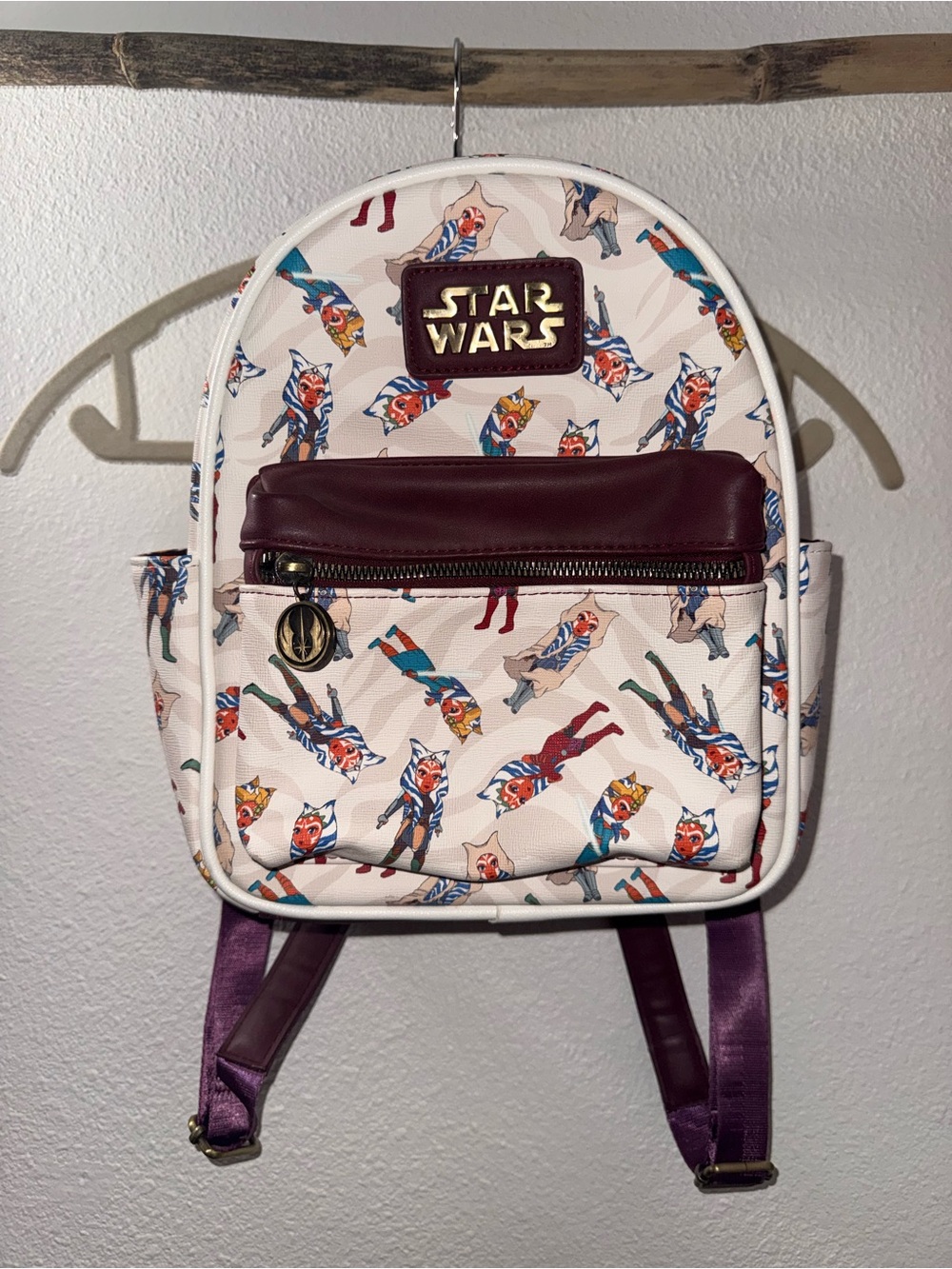 Bioworld Star Wars Ahsoka Mini Backpack - White, Maroon & Purple